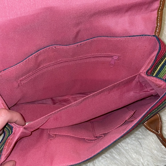 Rainbow 🌈 straw/wicker like unique custom colorful handbag purse shoulder bag - Picture 10 of 11